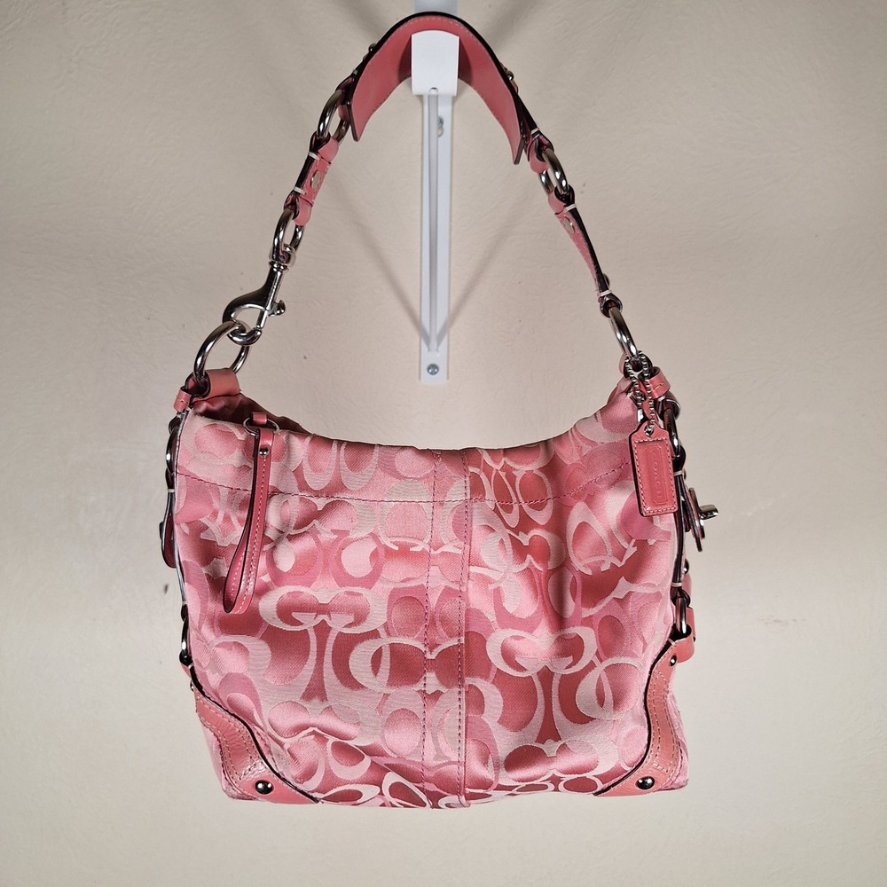 Coach Y2K Pink Carly Optic Hobo Shoulder Bag F13980 Leash Clip Hang Tag